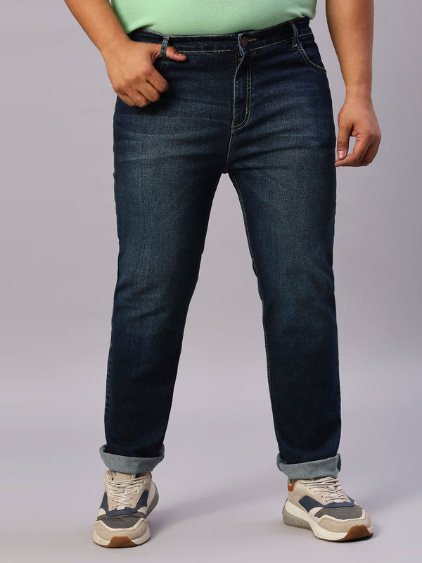 Zush Casual Plus Size Stretchable Men'S Regular Fit Dark Blue Color Denim Jeans