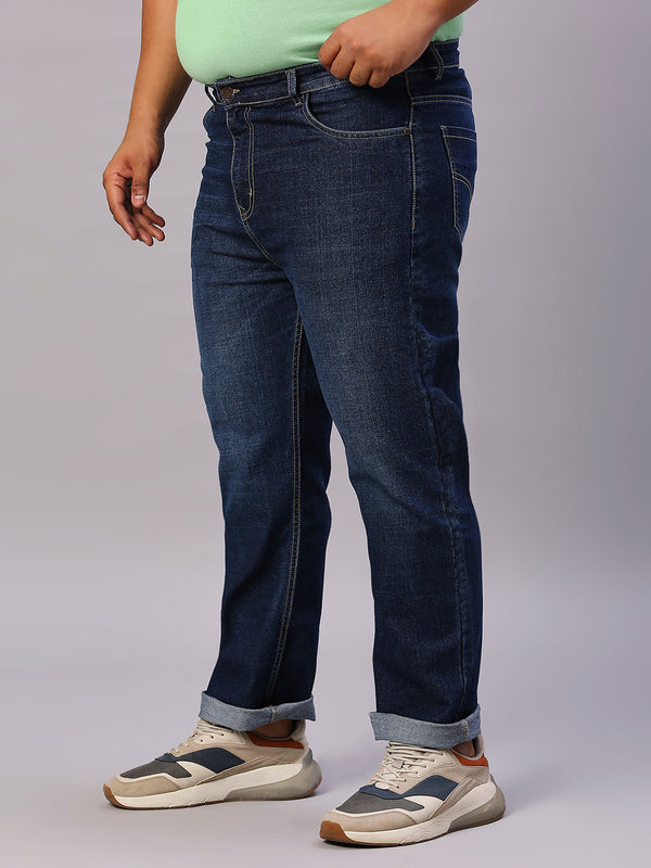 Zush Men'S Casual Plus Size Cotton Blend Regular Fit Dark Blue Color Stretchable Denim Jeans