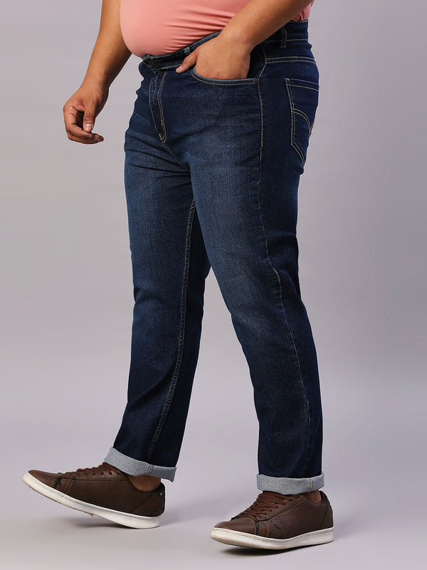 Zush Regular Fit Men'S Casual Plus Size Cotton Blend Dark Blue Color Stretchable Denim Jeans