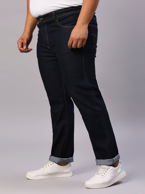 Zush Casual Men'S Plus Size Stretchable Regular Fit Denim Jeans In Dark Blue Color
