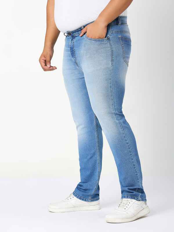 Zush Men's Plus size Stretchable Cotton Blend Light blue color jeans