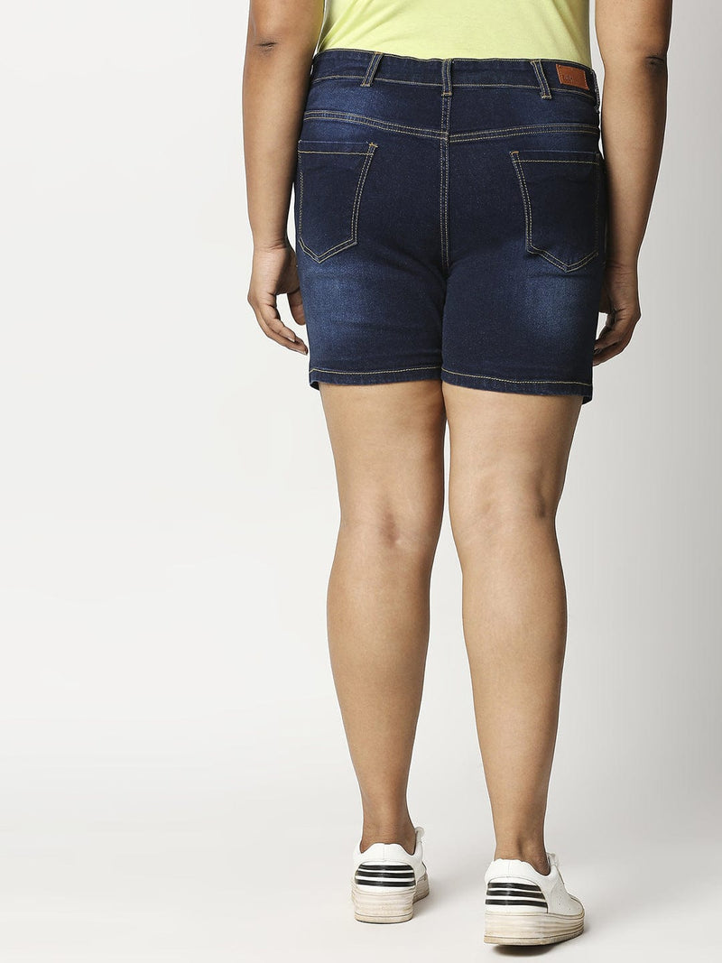 Zush  Women's denim Plus size regular fit stretchable blue color Shorts