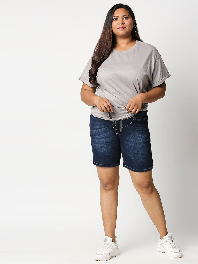 Zush Denim  Plus size casual stretchable blue color Shorts for Women's  ZU3018