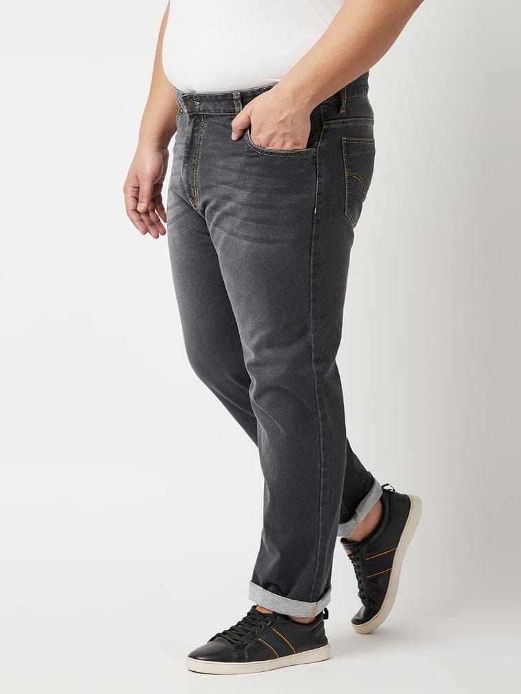Zush Men's Dark Blue Color Mid Rise Regular Fit Plus Size Stretchable Jeans ZU525