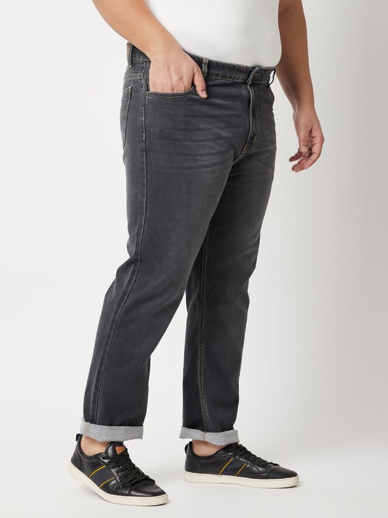 Zush Men's Dark Blue Color Mid Rise Regular Fit Plus Size Stretchable Jeans ZU525