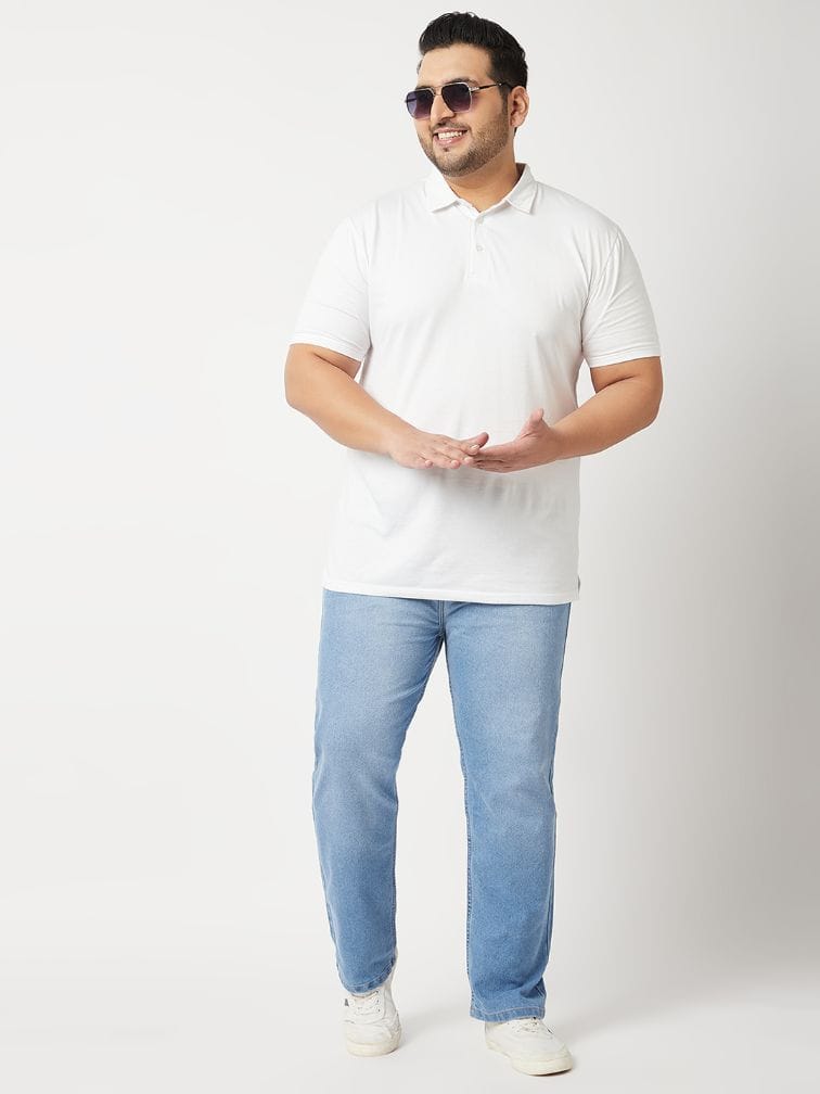 Zush Men's Light Blue Color Mid Rise Regular Fit Plus Size Stretchable Jeans  ZU527