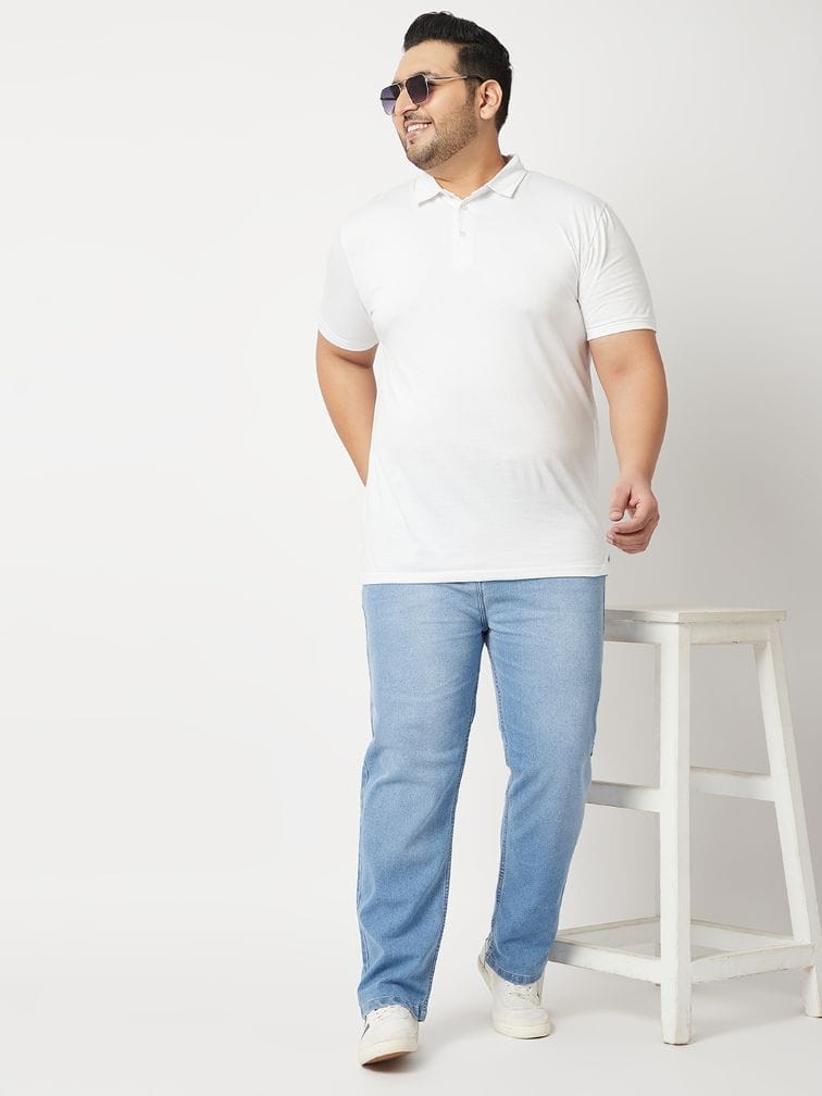Zush Men's Light Blue Color Mid Rise Regular Fit Plus Size Stretchable Jeans ZU527