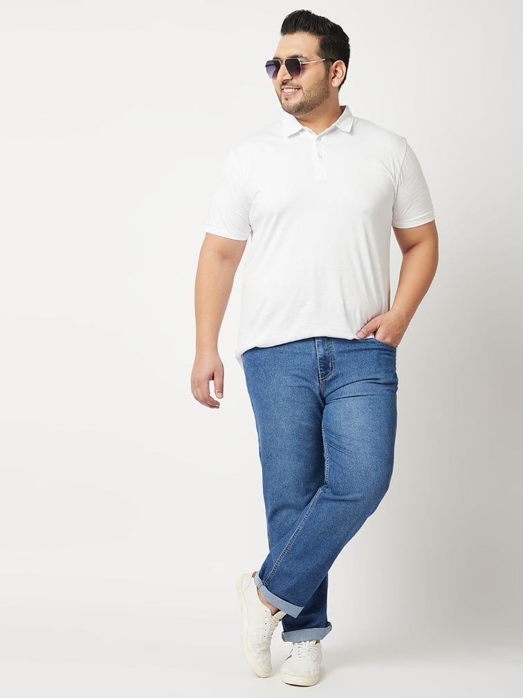 Zush Men's Clean Look Blue Color Mid Rise Regular Fit Plus Size Stretchable Jeans  ZU538