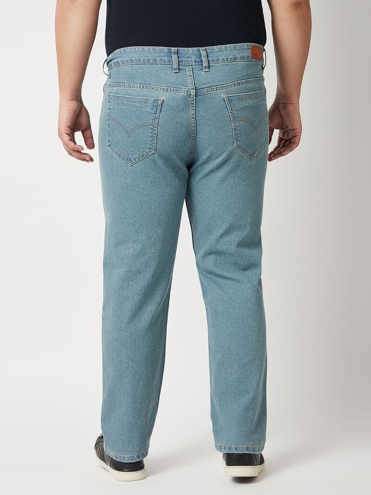 Zush Men's Blue Color Clean Look Mid Rise Regular Fit Plus Size Stretchable Jeans ZU529