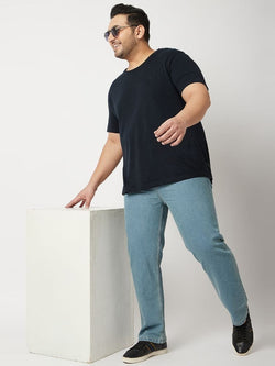 Zush Men's Blue Color Clean Look Mid Rise Regular Fit Plus Size Stretchable Jeans ZU529