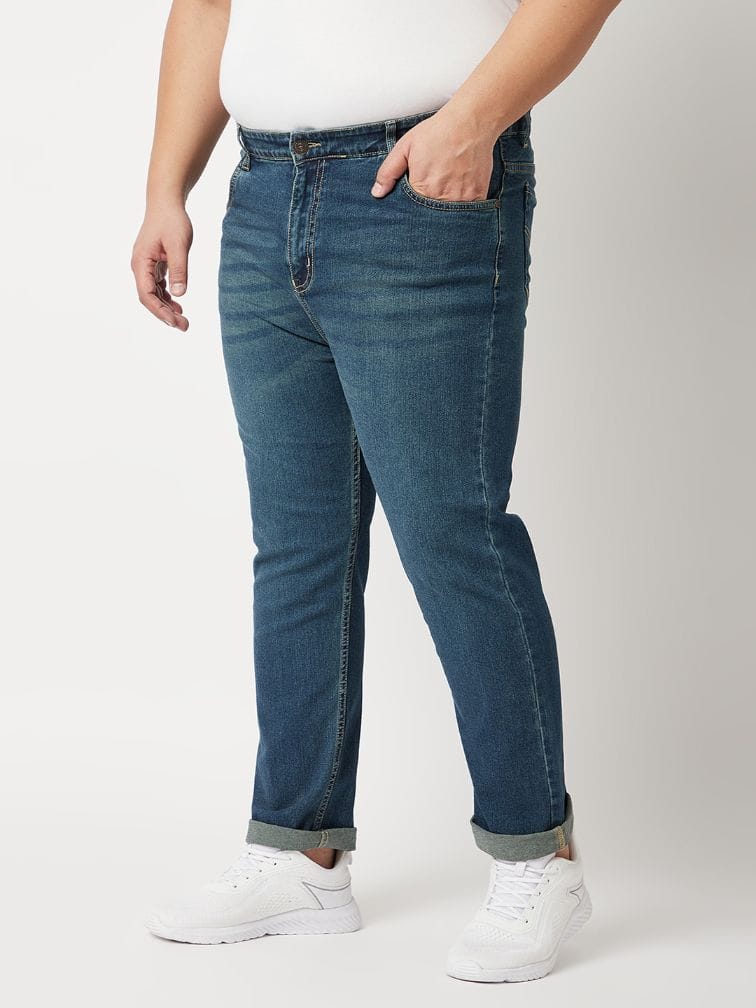 Zush Men's Mid Rise Regular Fit Dark Blue Color Plus Size Stretchable Jeans  ZU531