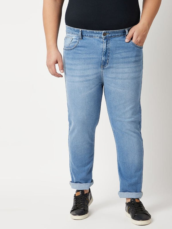 Zush Men's Blue Color Mid Rise Clean Look Regular Fit Plus Size Stretchable Jeans ZU532