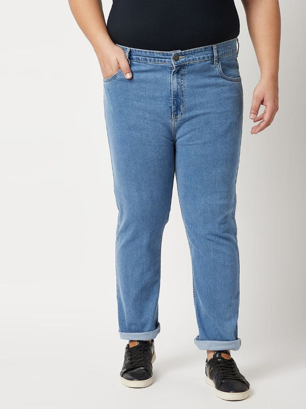 Zush Men's Regular Fit Blue Color Mid Rise Plus Size Stretchable Jeans
