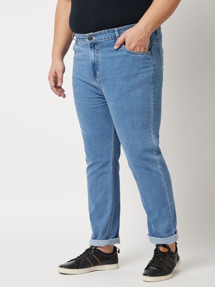 Zush Men's Regular Fit Blue Color Mid Rise Plus Size Stretchable Jeans  ZU535