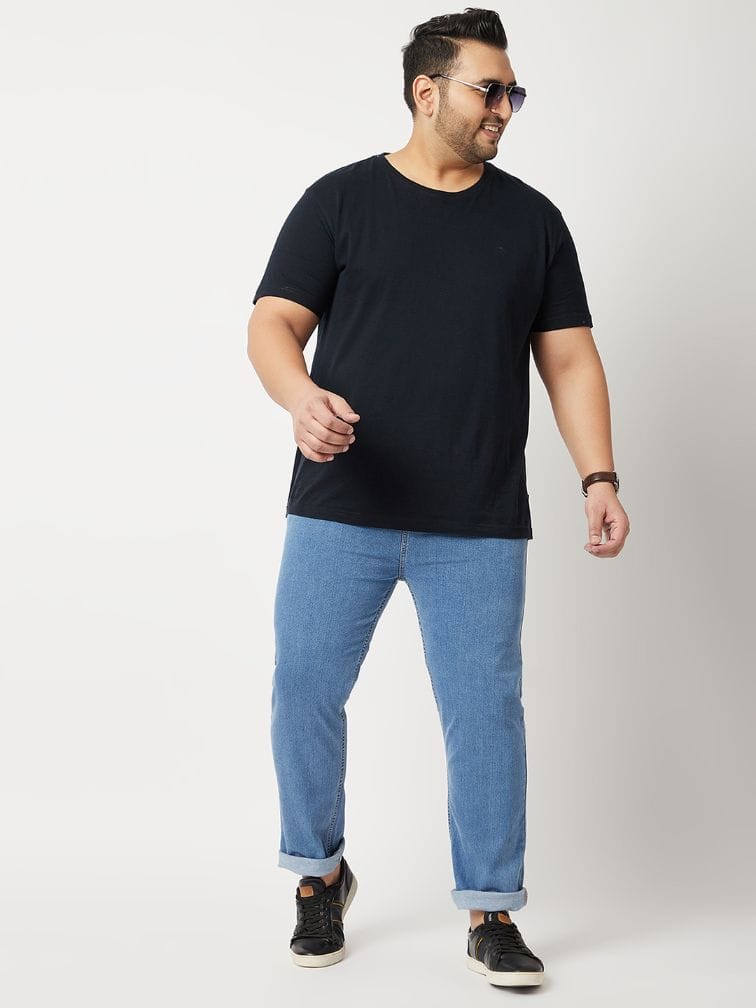 Zush Men's Regular Fit Blue Color Mid Rise Plus Size Stretchable Jeans  ZU535