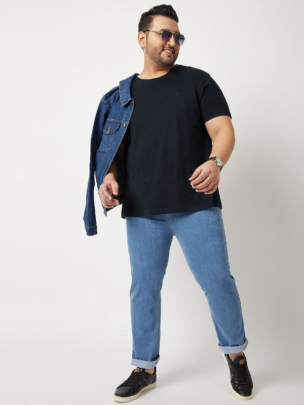 Zush Men's Regular Fit Blue Color Mid Rise Plus Size Stretchable Jeans