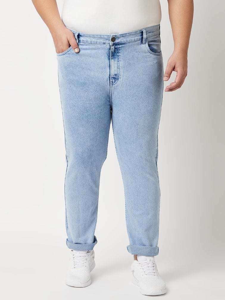 Zush Men's Regular Fit  Light Blue Color Mid Rise Plus Size Stretchable Jeans