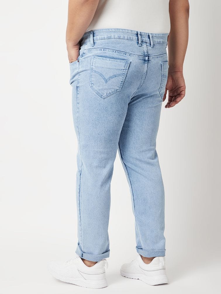 Zush Men's Regular Fit  Light Blue Color Mid Rise Plus Size Stretchable Jeans