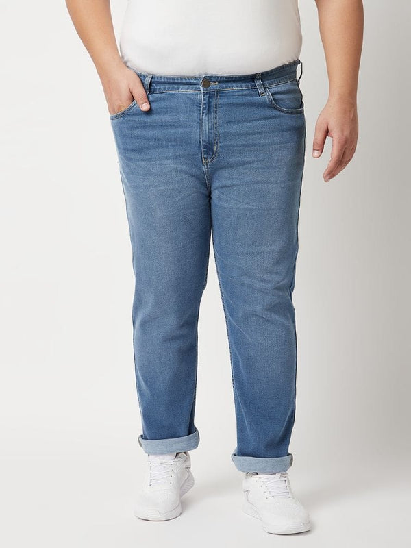 Zush Men's  Plus Size Stretchable Light Blue Color Mid Rise Regular Fit Jeans  ZU542