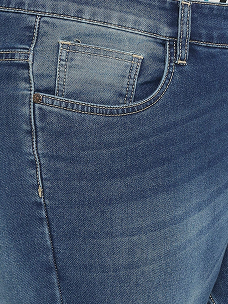 Zush Women's Plus Size Dark Blue Color Stretchable Mid Rise Denim Jeans  ZU1128