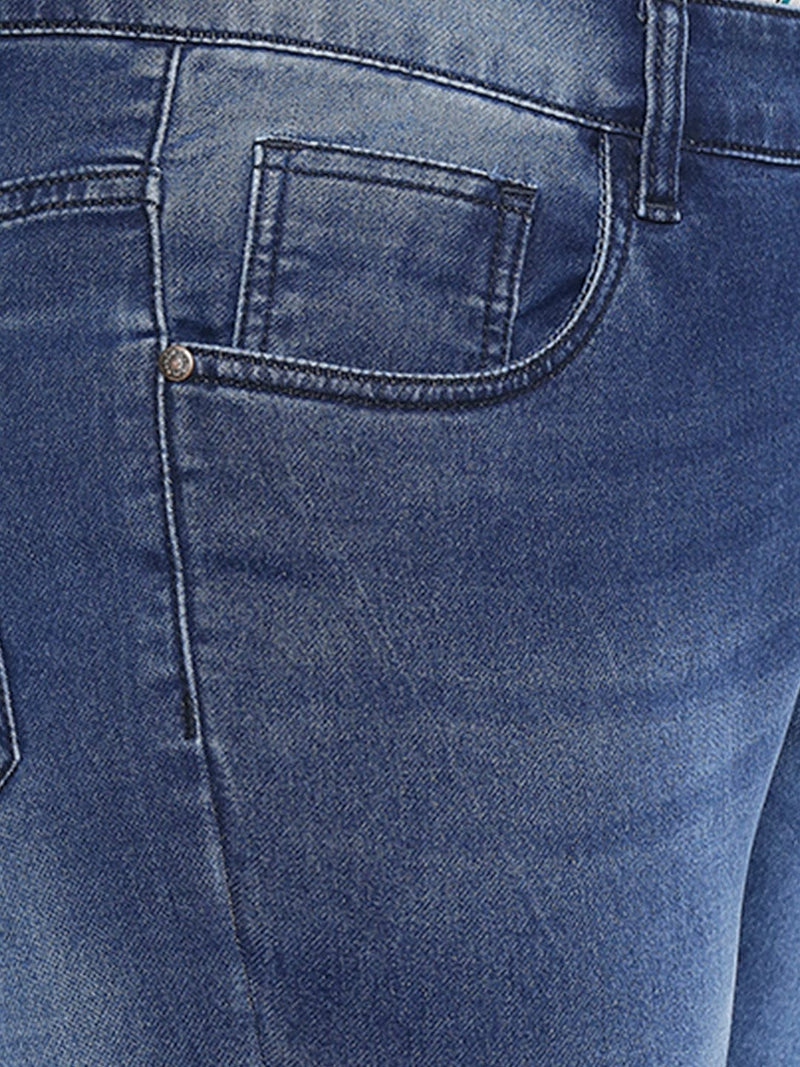 Zush Women's Plus Size Dark Blue Color Mid Rise Stretchable Denim Jeans ZU1129
