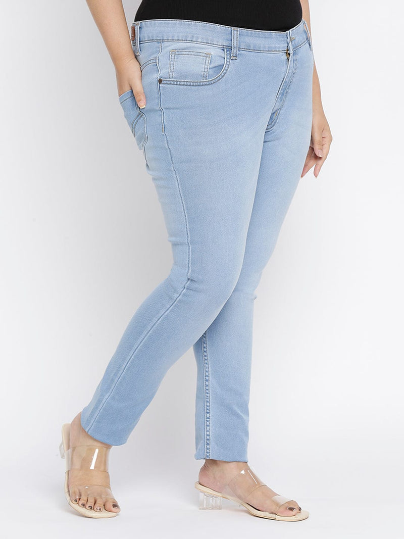 Plus Size Women Skinny Fit Mid Rise Stretchable Denim Jeans
