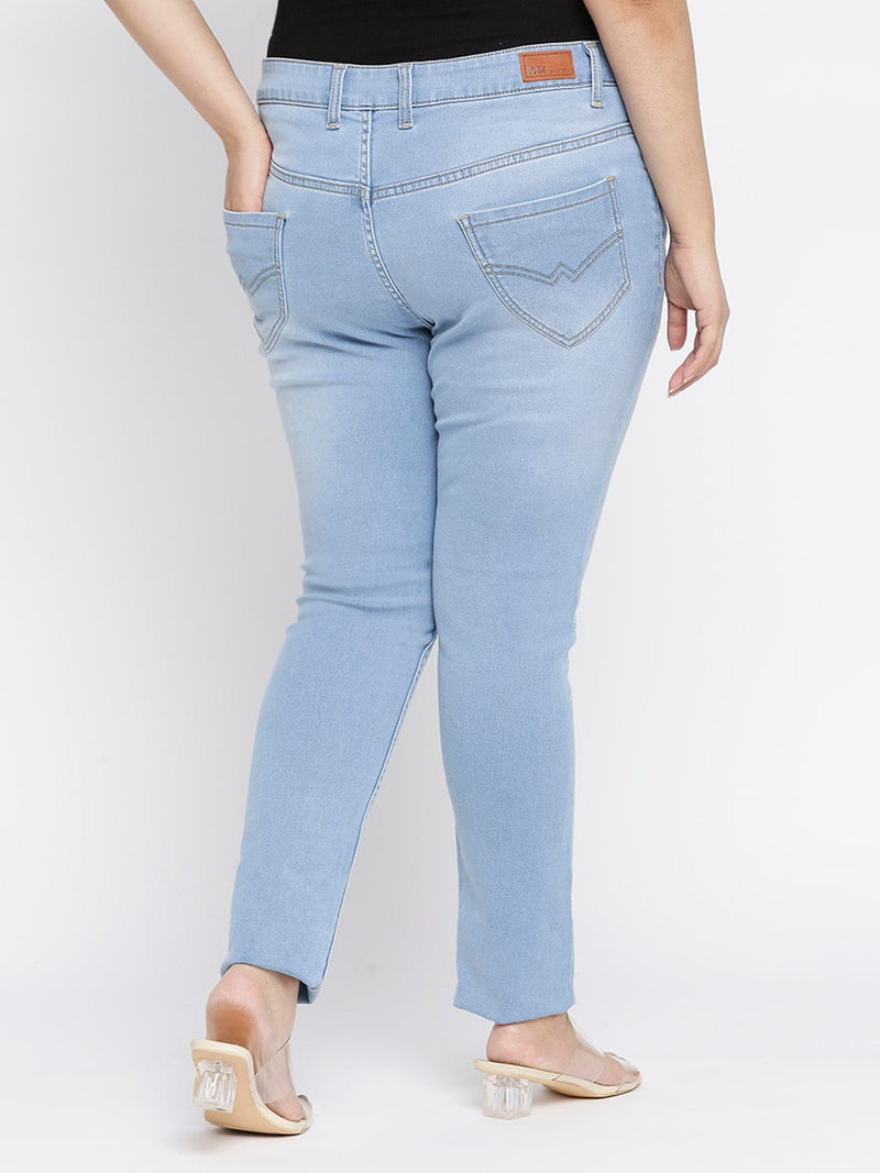 Zush Women's Regular fit Light Blue Color Stretchable Mid Rise Plus Size Denim Jeans ZU1130