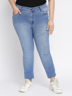 Zush Women's Light Blue Color Stretchable Plus Size Mid Rise Denim Jeans ZU1135