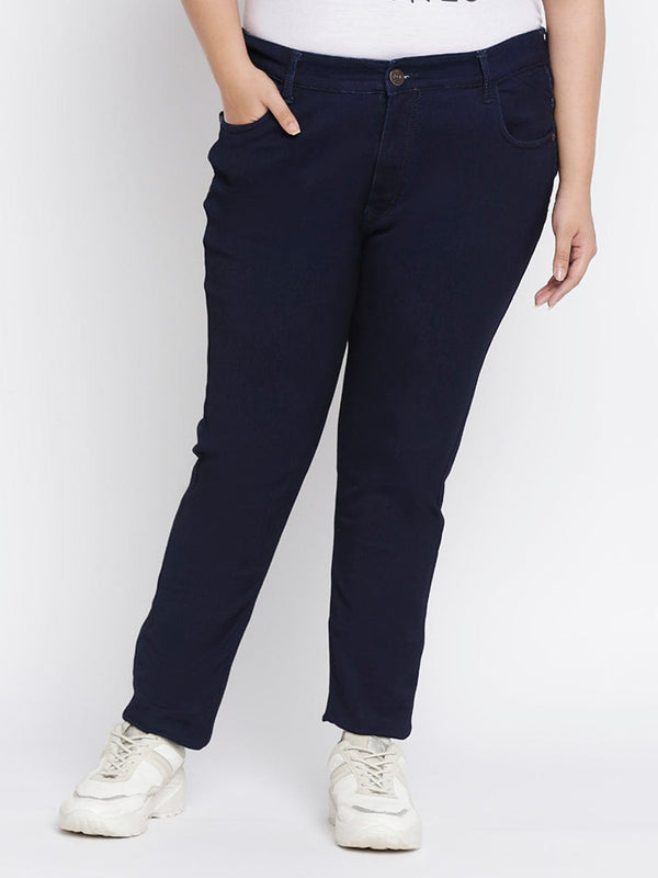 Zush Women's Regular fit Dark Blue Color Stretchable Mid Rise Denim Jeans ZU1137