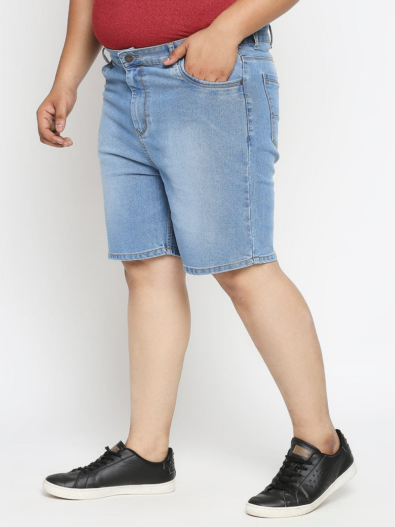Zush Denim Plus size casual stretchable blue color Shorts for
